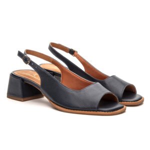 Sandália Peep Toe Feminina Salto Bloco Marinho