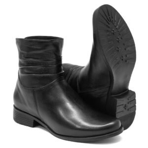 Bota de Couro Cano Médio Corrugado