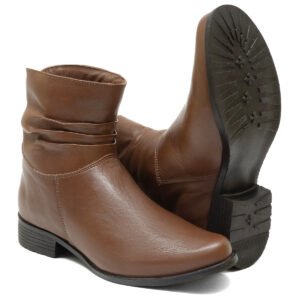 Bota de Couro Cano Médio Corrugado