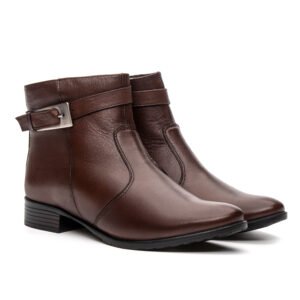 Bota de Couro Cano Curto Marrom