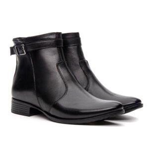 Bota de Couro Cano Curto Preta
