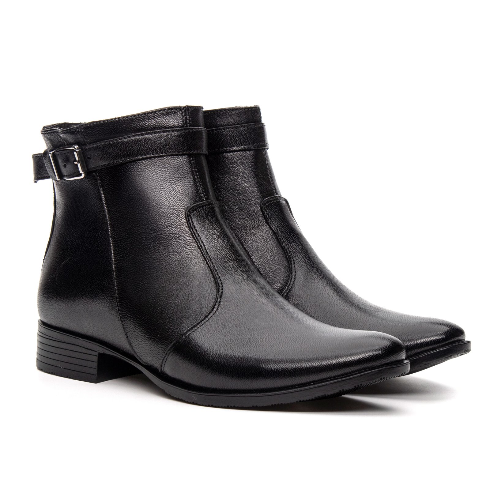 Bota de Couro Cano Curto Preta