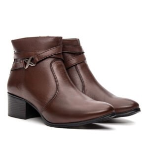 Bota de Couro Cano Curto Marrom