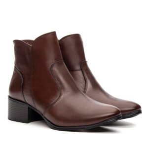 Bota de Couro Cano Curto Marrom