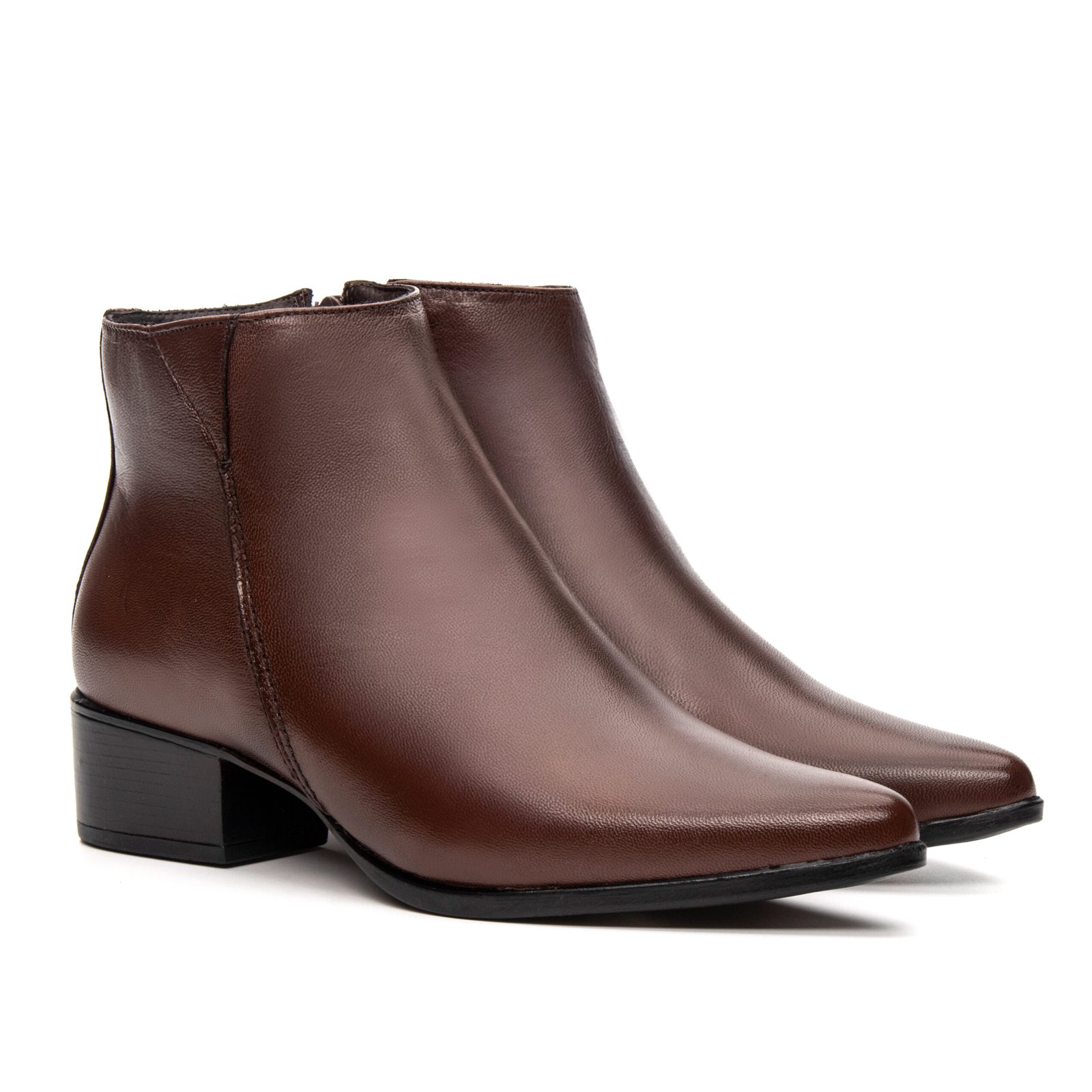 Bota de Couro Cano Curto  Marrom
