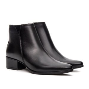 Bota de Couro Cano Curto Preta