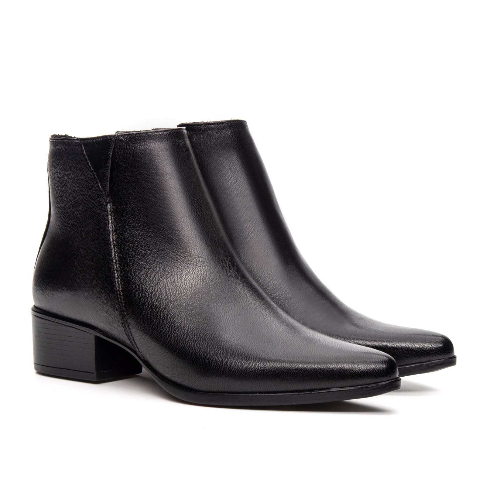 Bota de Couro Cano Curto Preta
